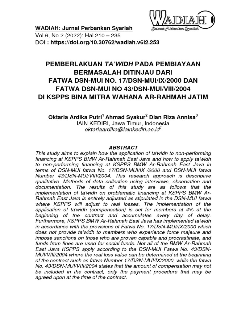 Vol+6+No+2+-+5 +Oktaria+Ardika | PDF | Sharia | Jurisprudence