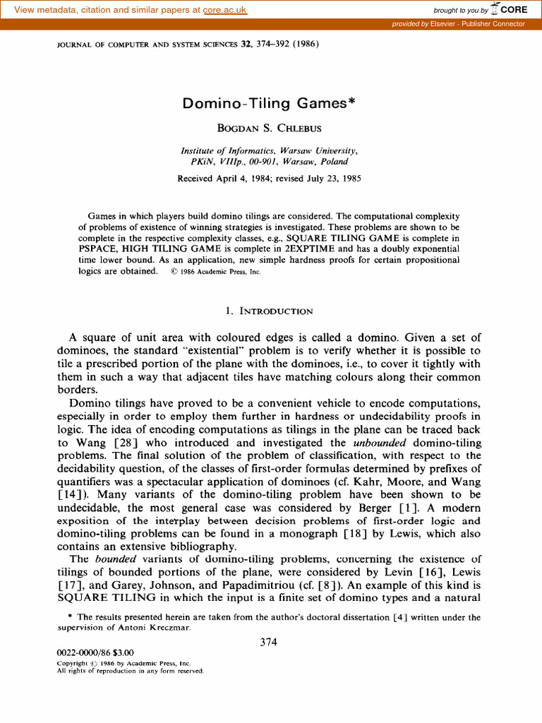 Journal Of Computer And System Science