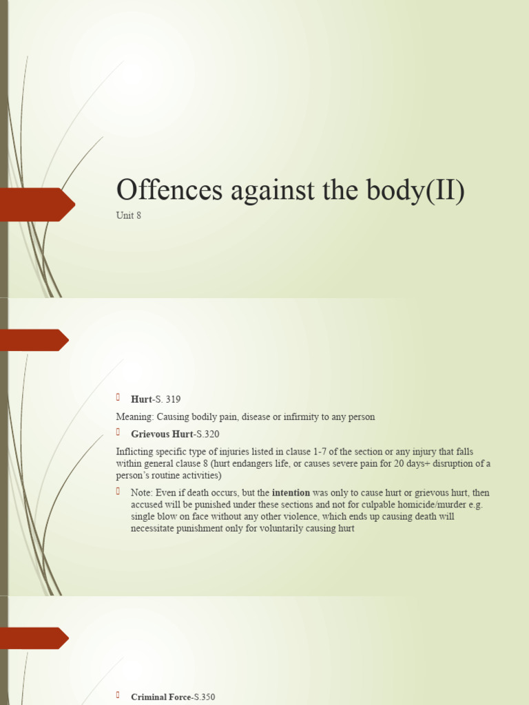 Understanding Bodily Offences and Kidnapping | PDF | Assault | Public Law