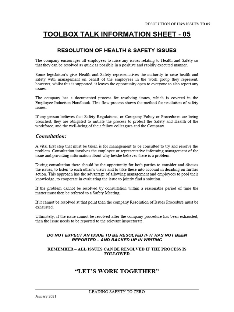 TB 05 Resolution of Issues | PDF