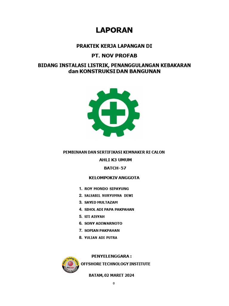 Praktek Kerja Lapangan di PT Nov Profab | PDF | Teknologi & Rekayasa