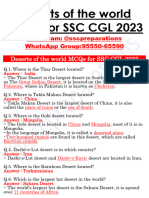Deserts of The World MCQs For SSC CGL 2023