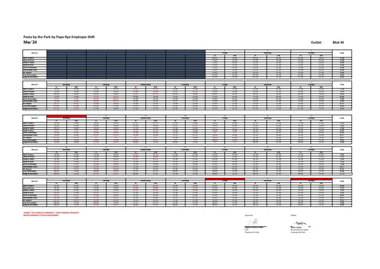 March 2024 Employee Shift Schedule | PDF