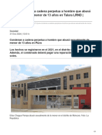 Larepublica - Pe-Piura Condenan A Cadena Perpetua A Hombre Que Abusó Sexualmente de Menor de 13 Años en Talara LRND S