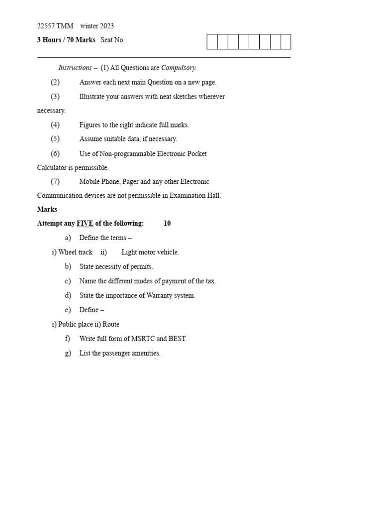 MSRTC Conductor Exam Model Answers | PDF | Traffic | Transport