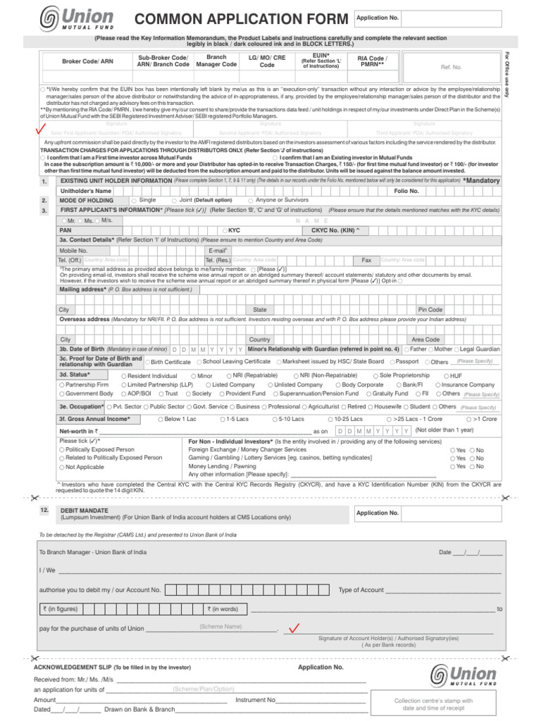 Common application form pdf