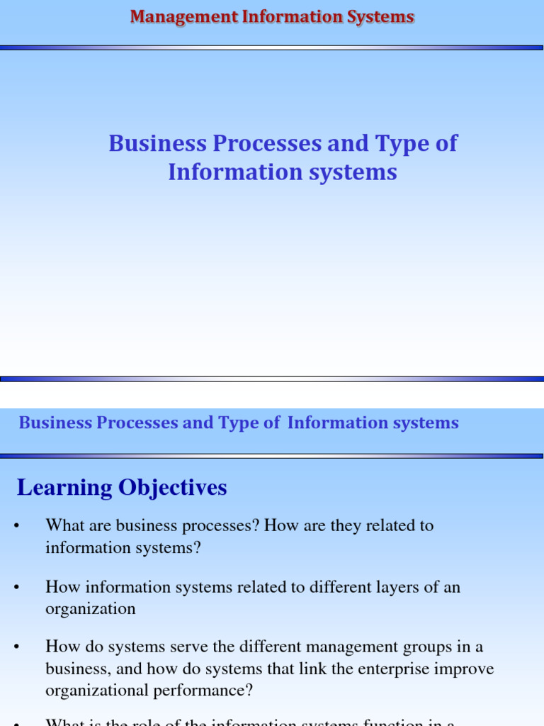 Business Processes and Type of Information Systems | PDF | Business ...