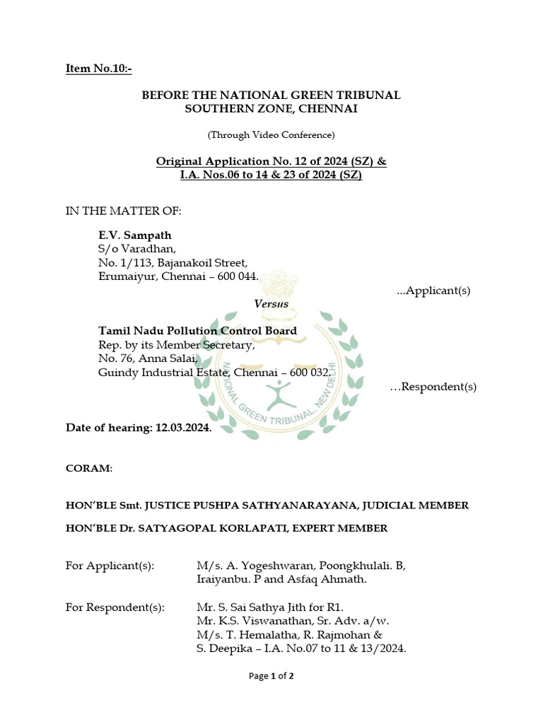 National Green Tribunal Hearing Update | PDF
