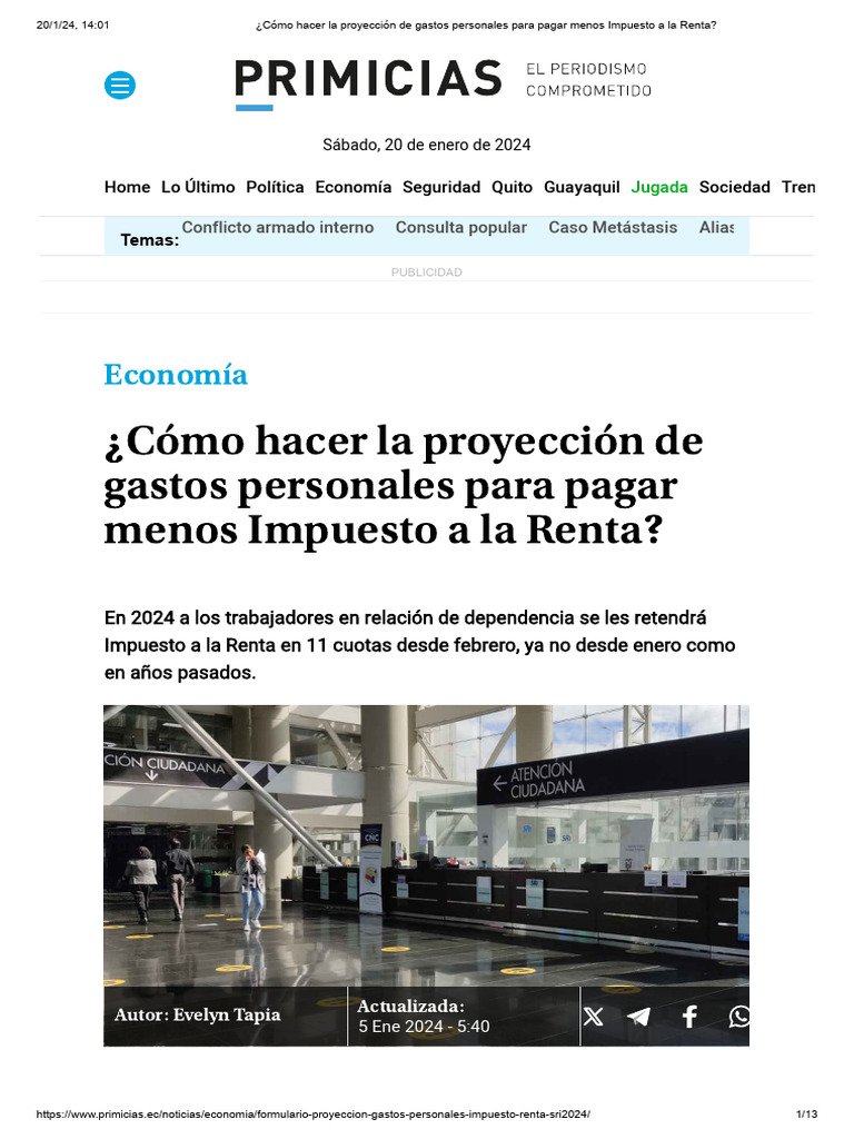 Proyección de Gastos para Impuesto a la Renta | PDF | Impuestos ...