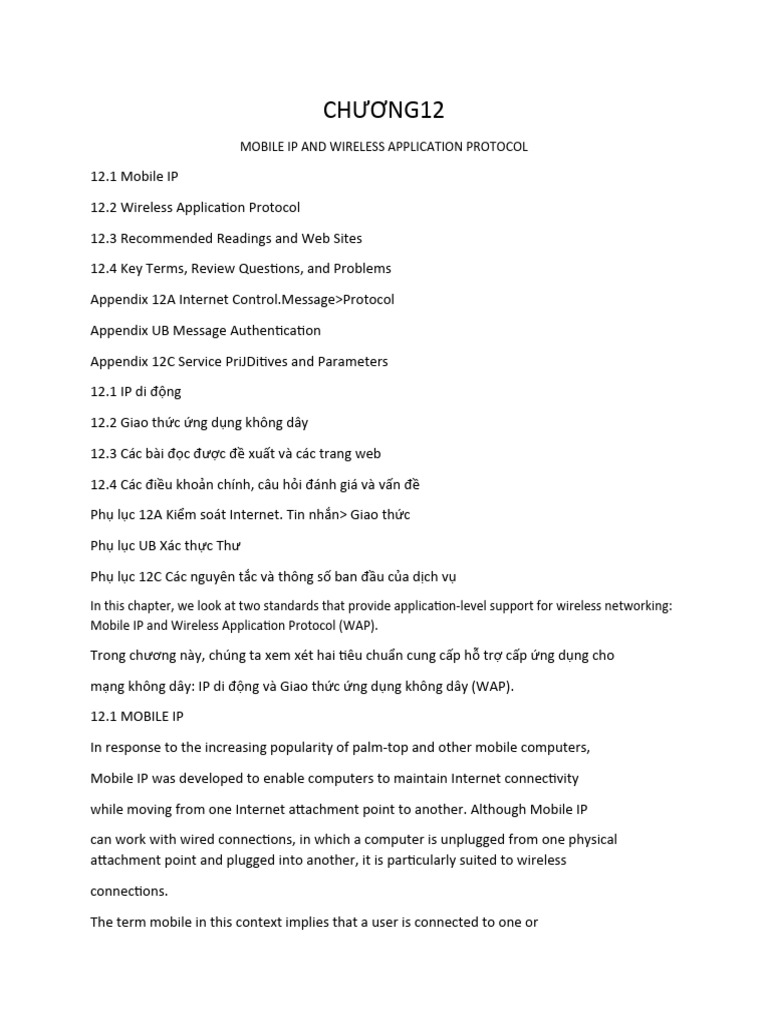 Chương 12 - MOBILE IP AND WIRELESS APPLICATION PROTOCOL | PDF ...