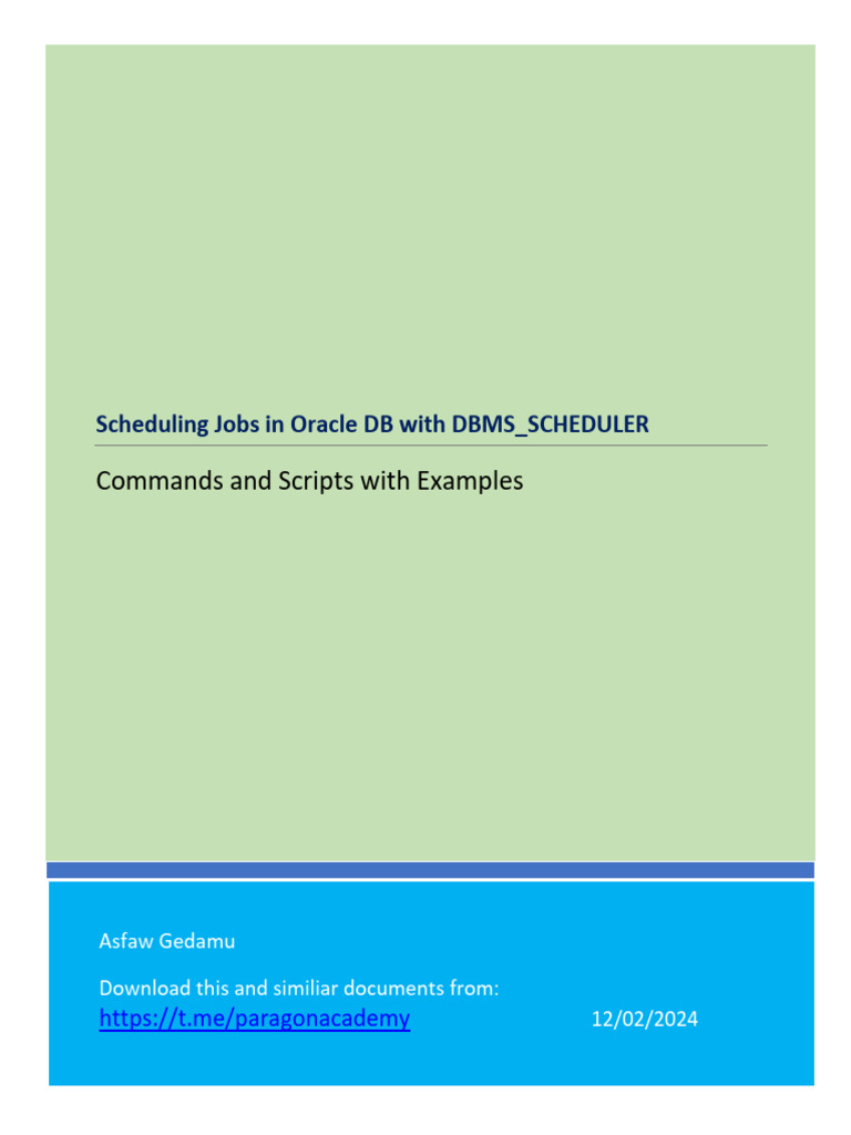 Oracle DB Job Scheduling Guide | PDF | Pl/Sql | Sql