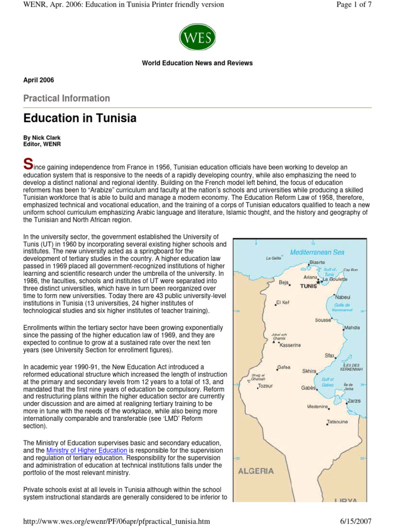 Education in Tunisia | Download Free PDF | Academic Degree
