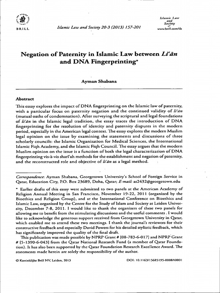 DNA Fingerprinting and Paternity in Islam | PDF | Adultery | Sharia