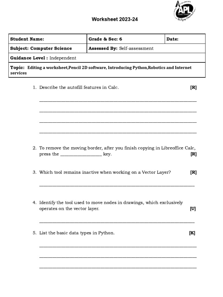 Wk c s theory revision paper pdf worksheet artificial intelligence