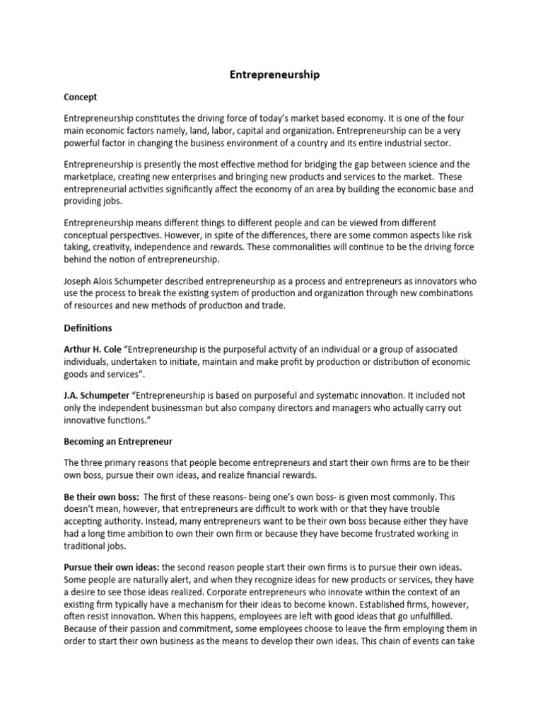 Entrepreneurship Ch1 Pdf Entrepreneurship Innovation