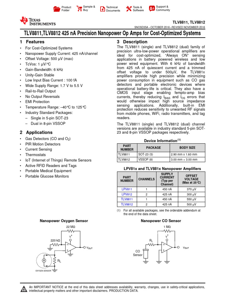 Nanopower Op Amps for Sensors | PDF | Operational Amplifier ...