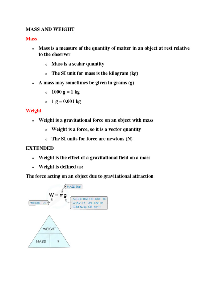 Understanding Mass, Weight, and Energy | PDF | Weight | Mass