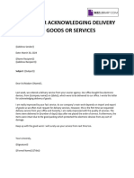 Letter For Acknowledging Delivery of Goods or Services
