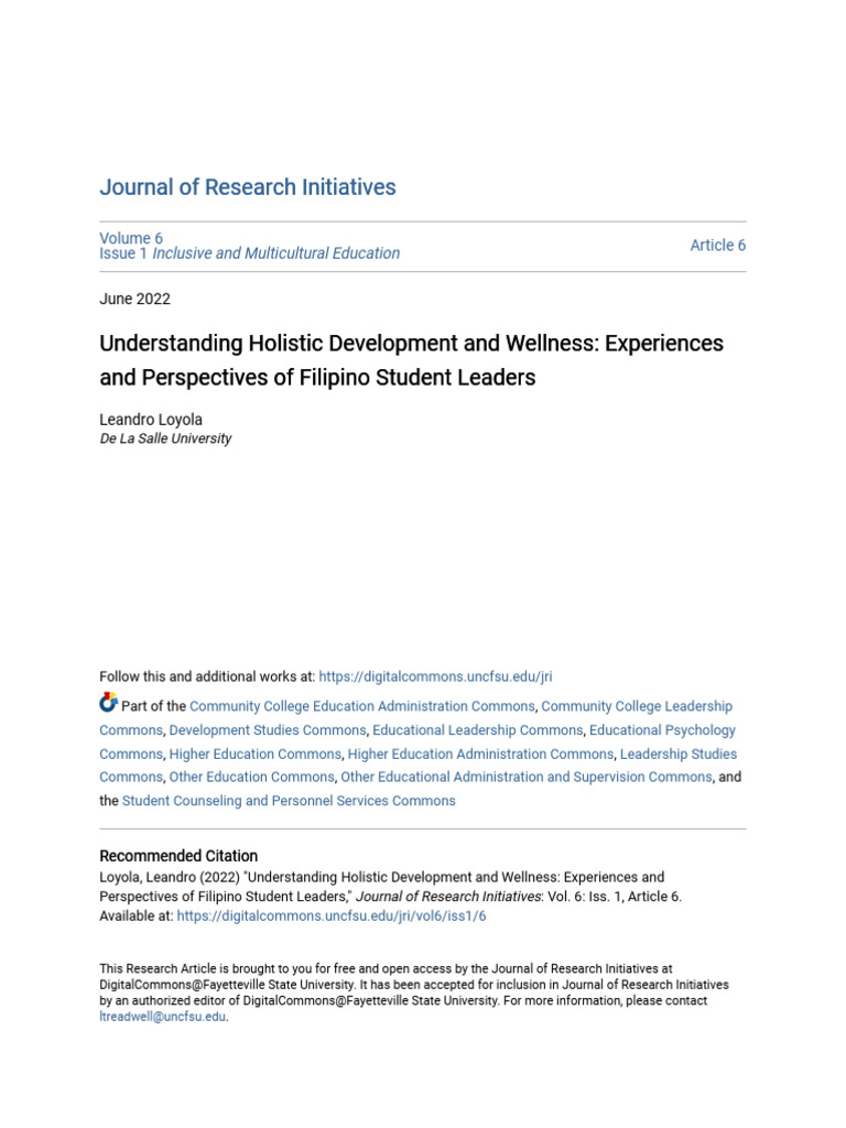 Filipino Student Leaders on Holistic Development | PDF | Student ...