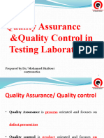 Quality Assurance &quality Control in Testing Laboratories: Prepared by DR./ Mohamed Shaltout 01270000612
