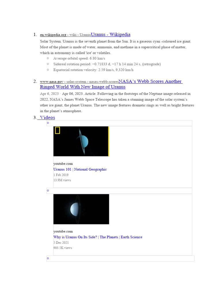 Uranus Notes | PDF | Uranus | Solar System
