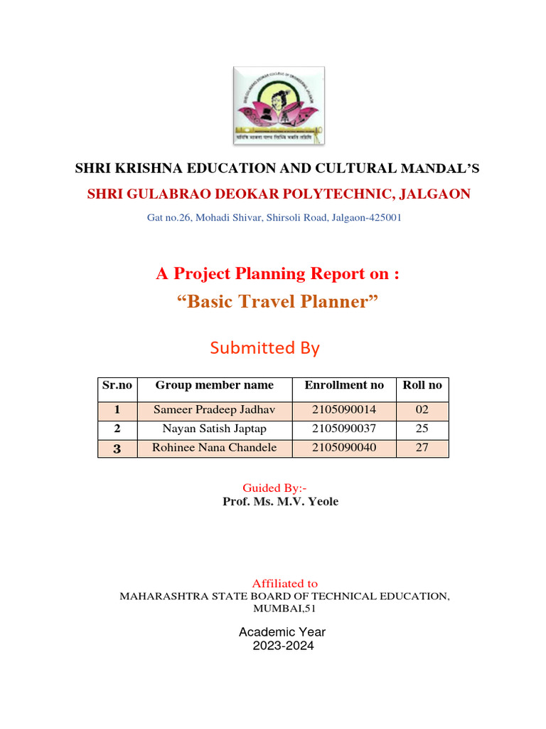 Project Planning Report Sample