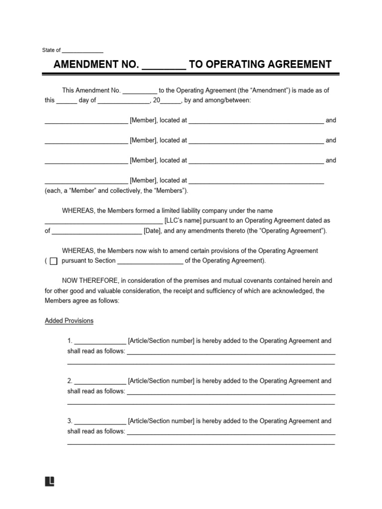 Amendment To LLC Operating Agreement | PDF | Limited Liability Company ...