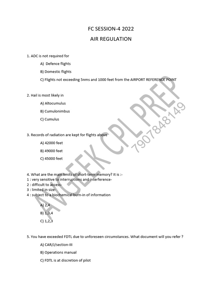 Air Regulation Quiz: Key Aviation Rules | PDF | Instrument Flight Rules ...