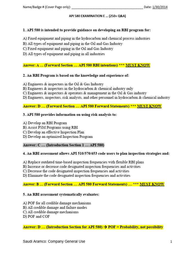 API 580: Risk-Based Inspection Guide | PDF | Risk | Risk Management