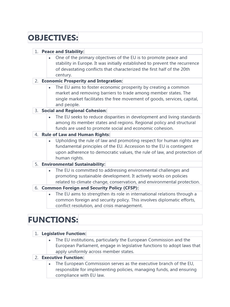 EU Objectives and Functions Overview | PDF | Euro | Eurozone