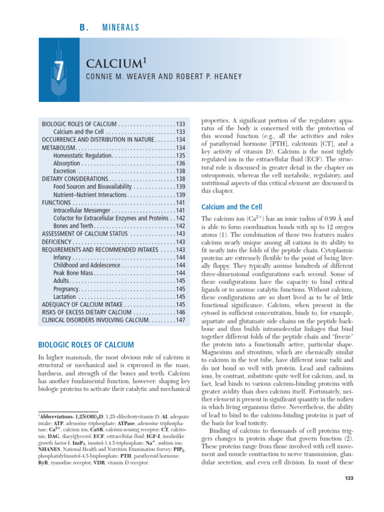 Biologic Roles of Calcium in Health | PDF | Calcium In Biology | Biology