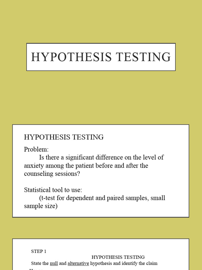 Hypothesis Testing for Anxiety Reduction | PDF | P Value | Statistical ...