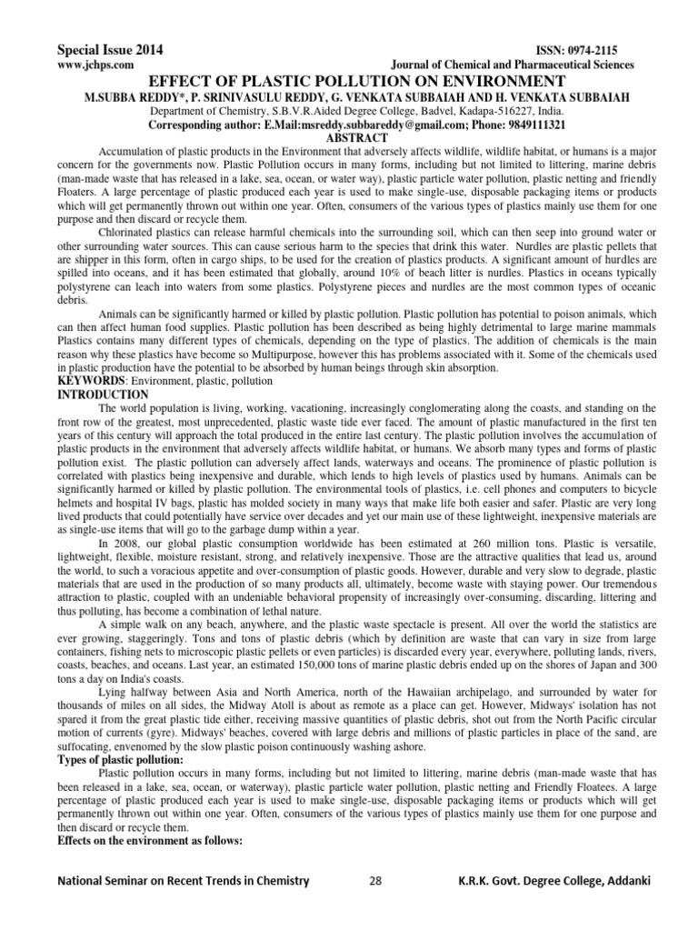 Impact of Plastic Pollution on Environment | PDF | Plastic | Biodegradation