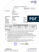 Balance Calibration Certificate