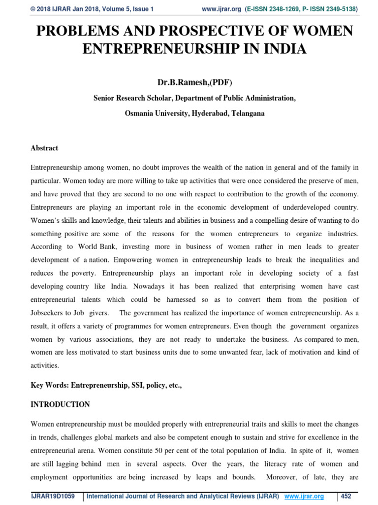 Women Entrepreneurship Challenges in India | PDF | Entrepreneurship ...