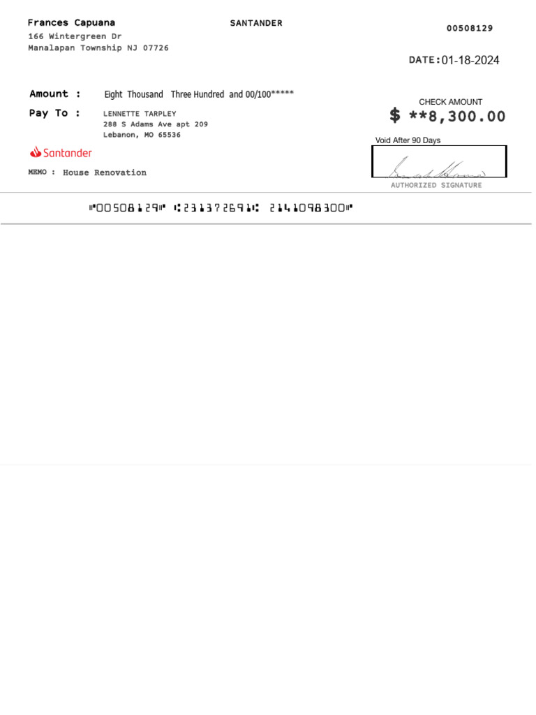 House Renovation Payment Memo | PDF