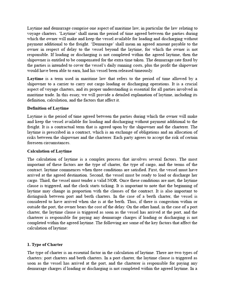 Laytime and Demurrage | PDF | Cargo | Shipping
