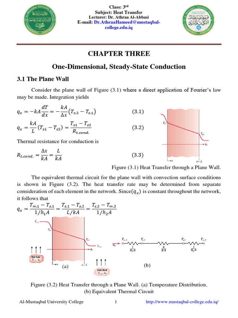 One-Dimensional Heat Transfer Analysis | PDF | Thermal Conduction ...
