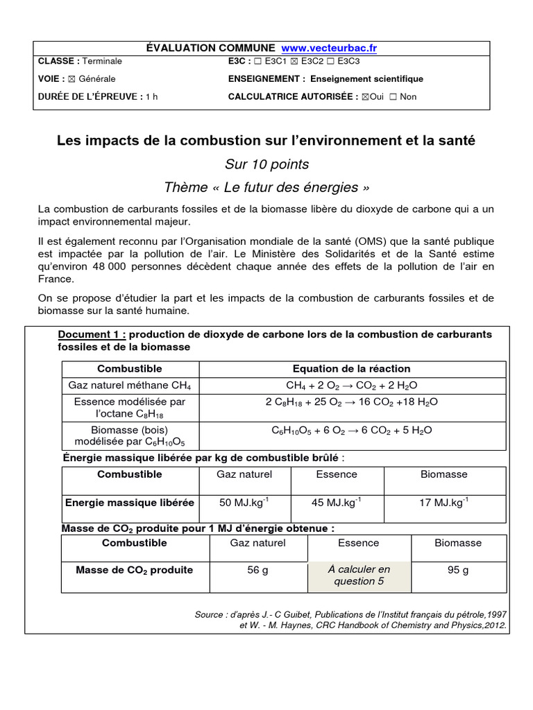Impacts de la combustion sur santé et environnement | PDF | Particules ...