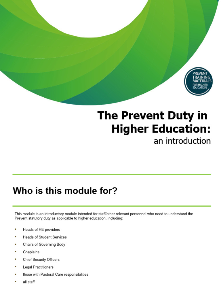 An Introduction To The Prevent Duty in Higher Education HE PowerPoint 2 ...