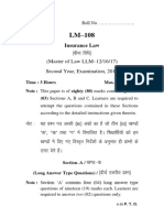Law of Insurance Question Paper