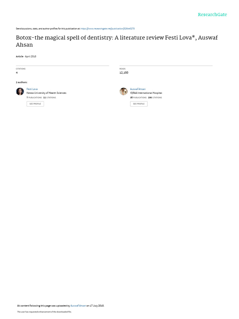 Botox Pdf Botulinum Toxin Clinical Medicine