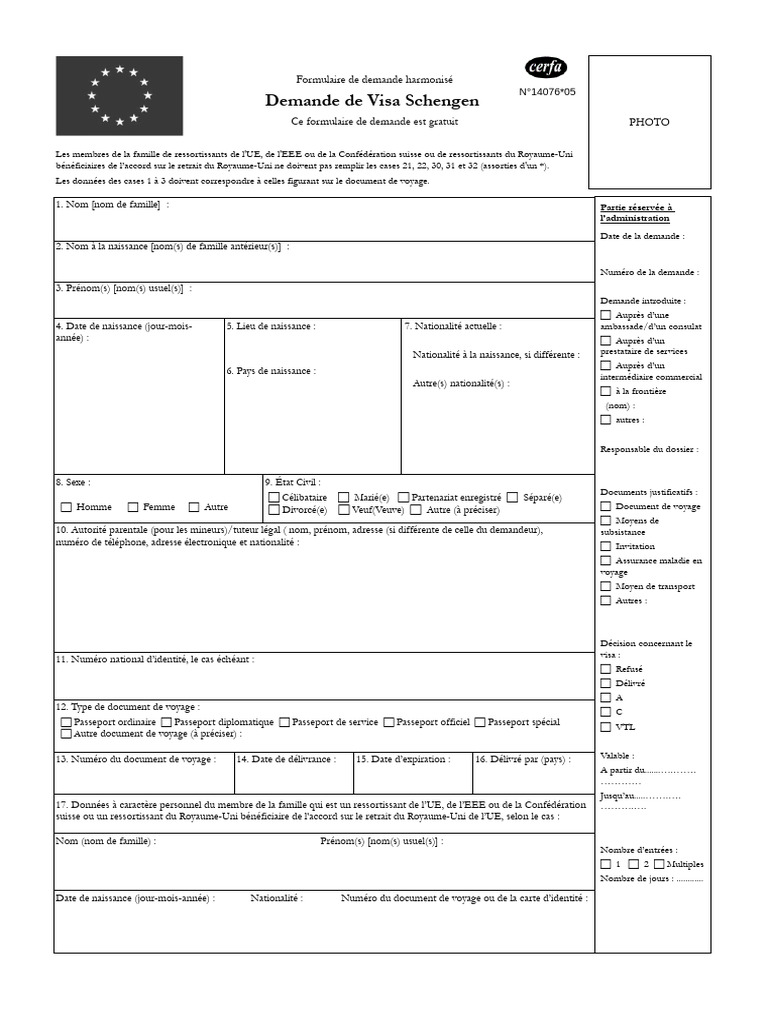Formulaire Demande Visa Court Séjour | PDF | Visa (Document) | Passeport