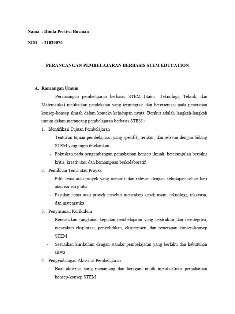Rancangan Modul Ajar STEM Kelas 4 | PDF