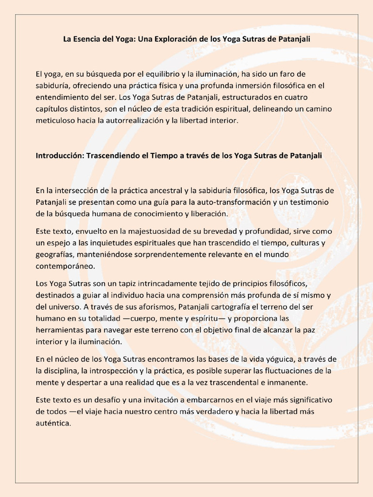 La Esencia Del Yoga - Yoga Sutras | PDF