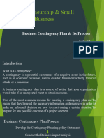 Entrepreneurship & Small Business: Business Contingency Plan & Its Process