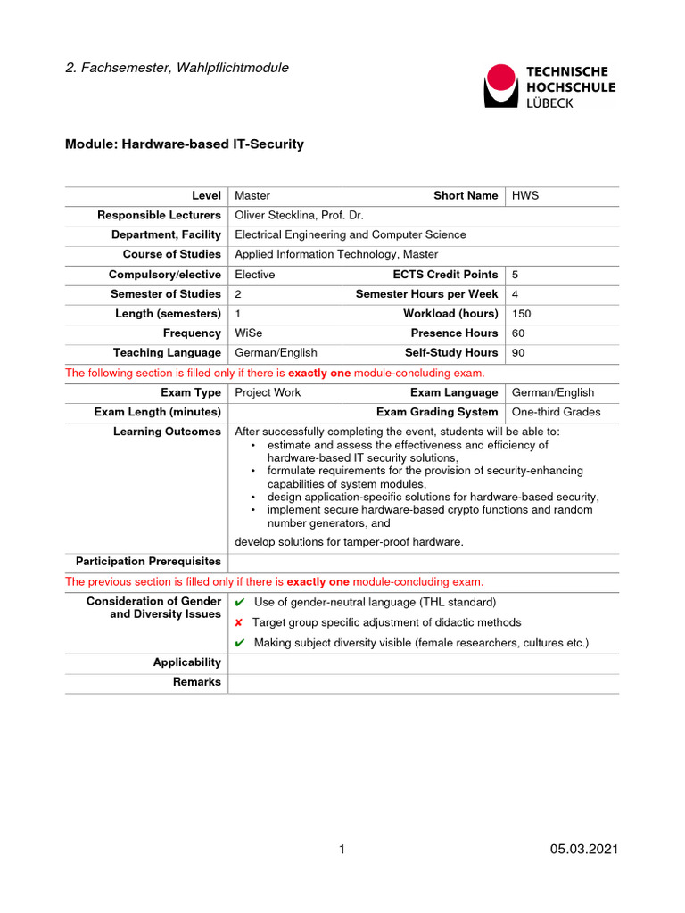 Master's Hardware IT Security Module | PDF | Computer Security | Security