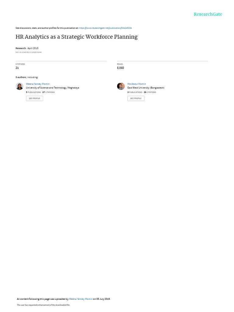 HR Analytics for Strategic Workforce Planning | PDF | Analytics | Human ...