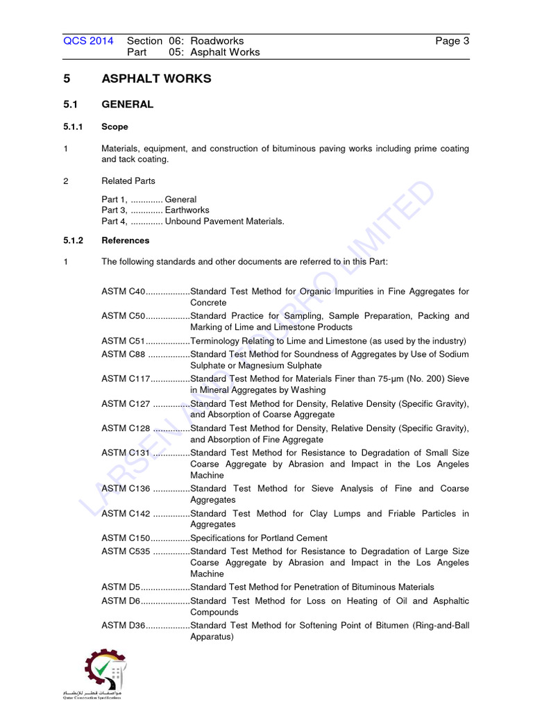 Asphalt Works Specifications and Standards | PDF | Construction ...