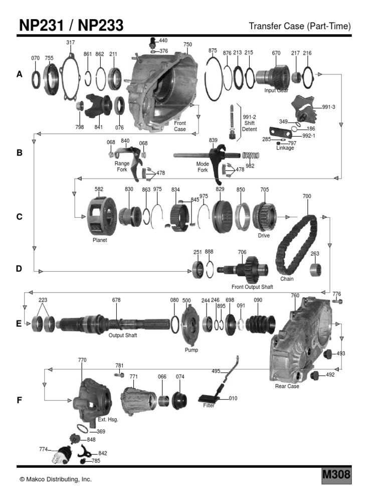NP231/NP233 Transfer Case Diagram | PDF | Land Vehicles | Manufactured ...